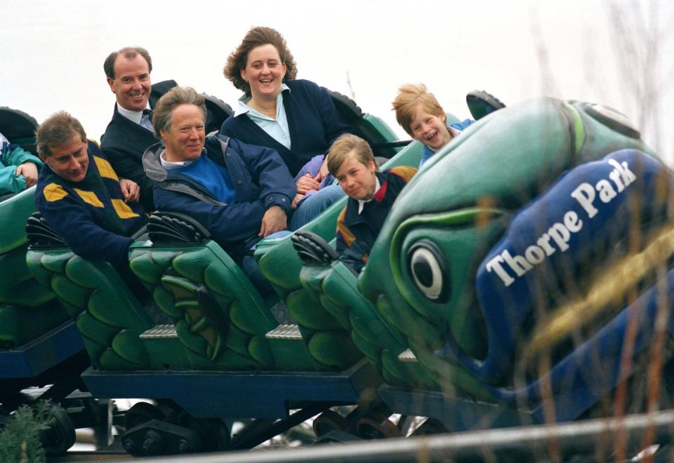 The Princes riding a roller coaster