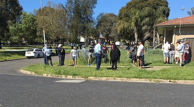 Residents stand on the street at the time of the incident. Photo: Facebook