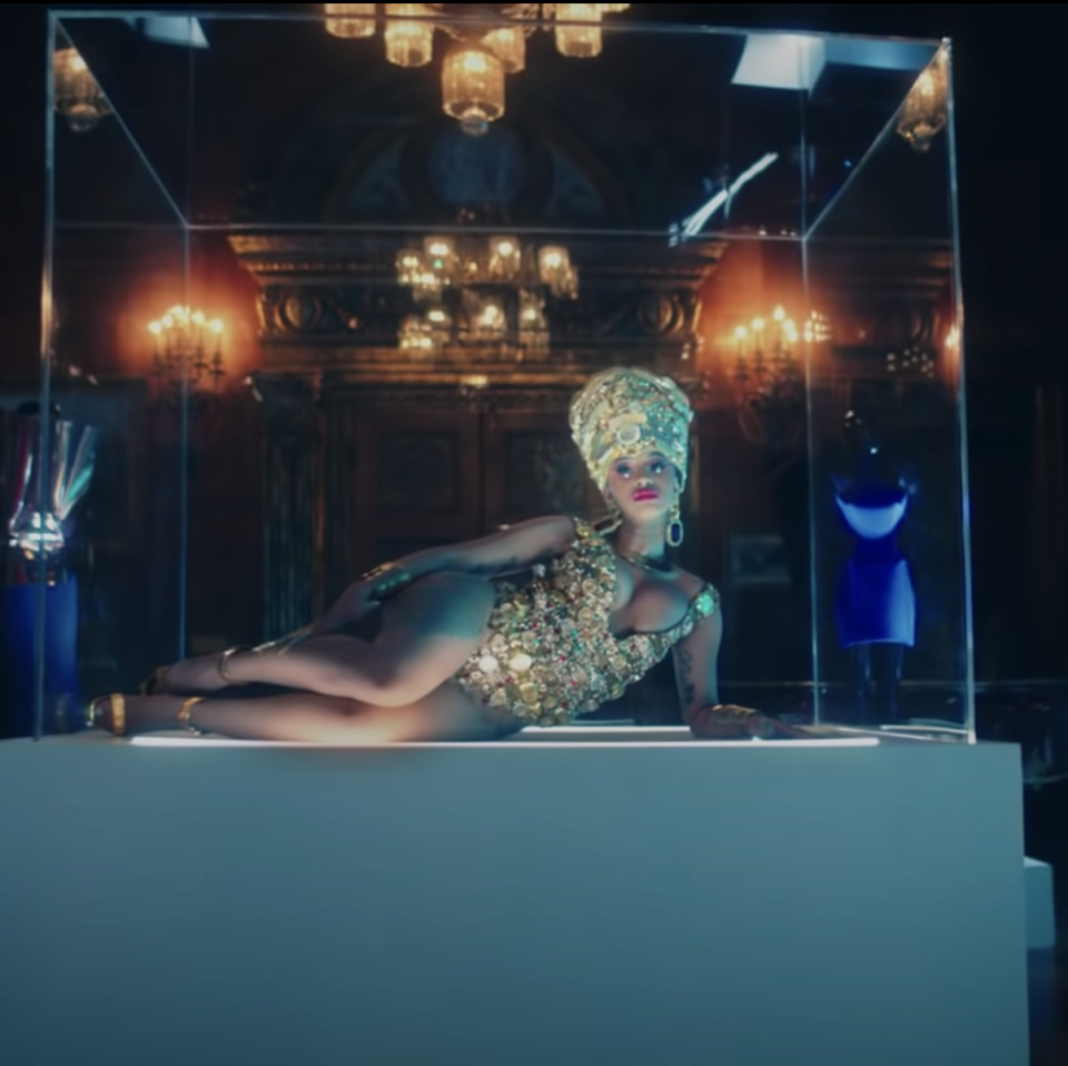 screenshot of cardi b in her music video for "money"