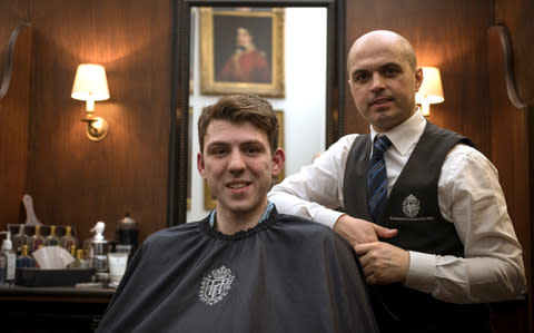 The master and the trainee: Gino and Richard display their work - Credit: Geoff Pugh for the Telegraph