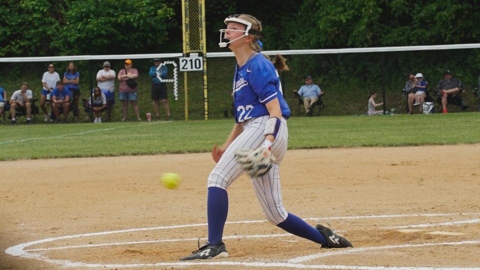 Highlands' Kaitlyn Dixon throws a pitch against Dixie Heights in the fourth inning of the Ninth Region championship game on May 28, 2023.