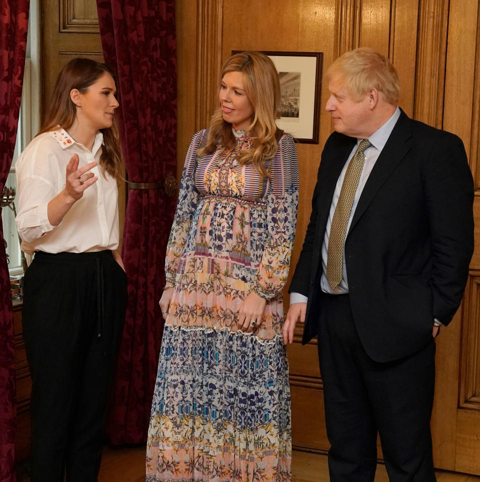 The UK's first girlfriend showed off her baby bump for the first time in a Downing Street reception this week [Image: PA]