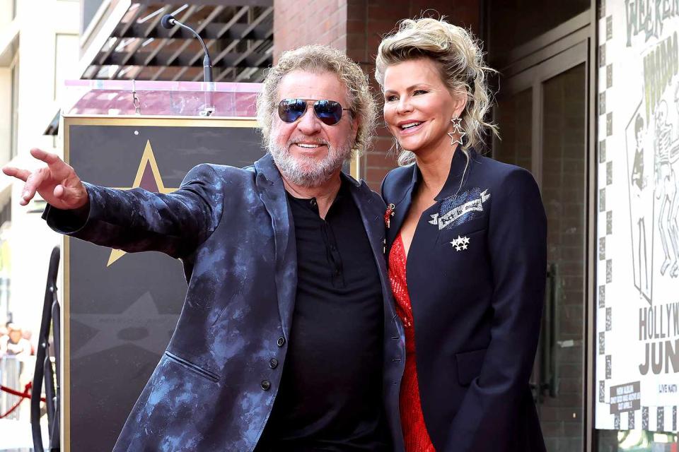 <p>Kevin Winter/Getty</p> Sammy Hagar and his wife Kari at his Walk of Fame ceremony in Hollywood on April 30, 2024