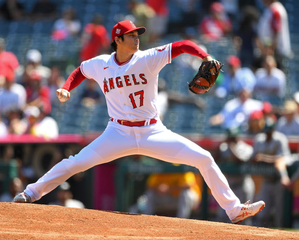 洛杉磯天使二刀流大谷翔平20日雙刀出擊對戰奧克蘭運動家。（Photo by Jayne Kamin-Oncea/Getty Images）