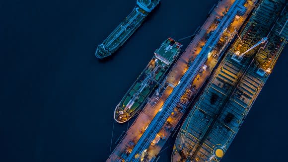 LNG Loading dock at night