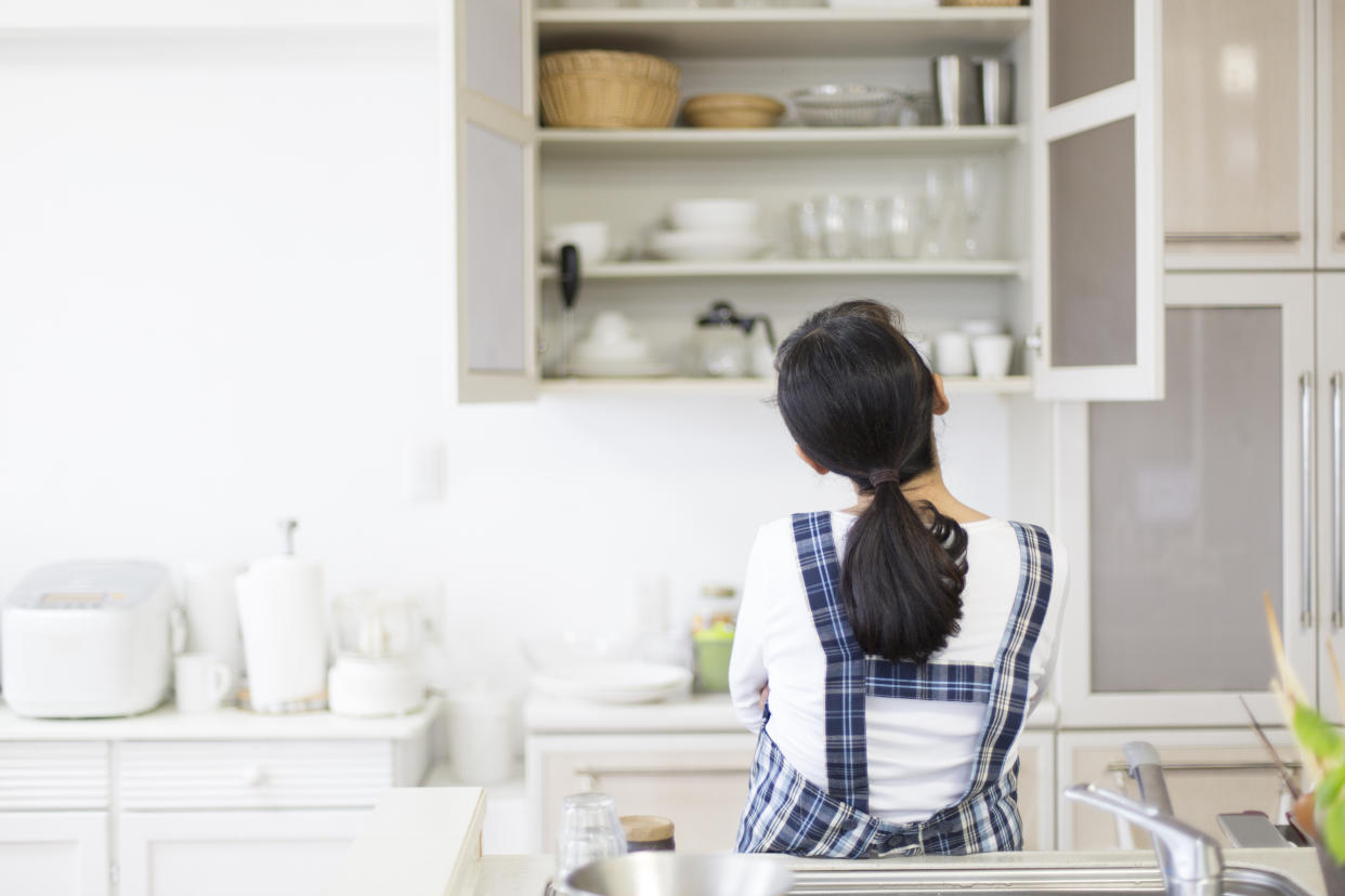 Shooting in the kitchen at home,