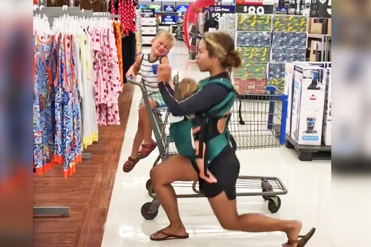 Sia Cooper was criticized for working out while shopping — so she made another video. (Photo: Instagram/Sia Cooper/Diaryofafitmomofficial)