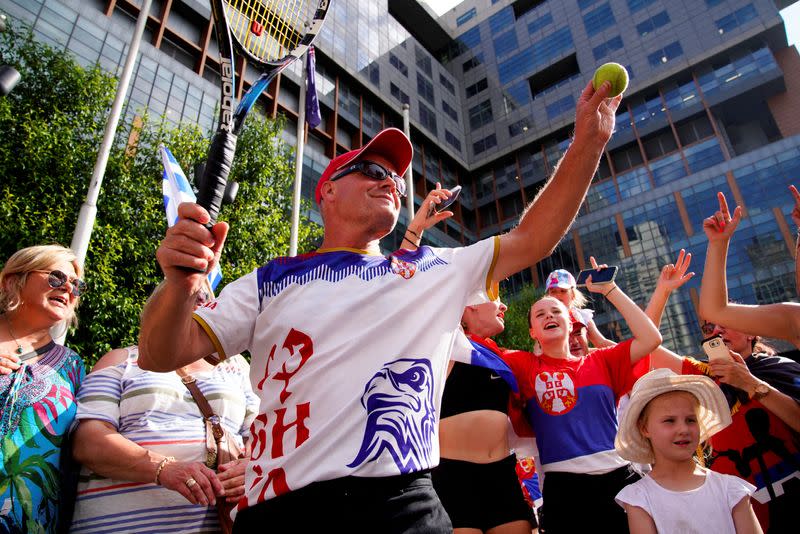 Fans of tennis player Novak Djokovic show their support in Melbourne