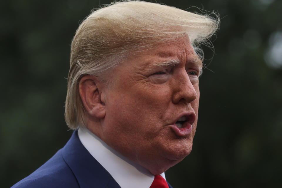 U.S. President Donald Trump talks to reporters as he departs for travel to Florida from the South Lawn of the White House in Washington, U.S., October 3, 2019. REUTERS/Leah Millis