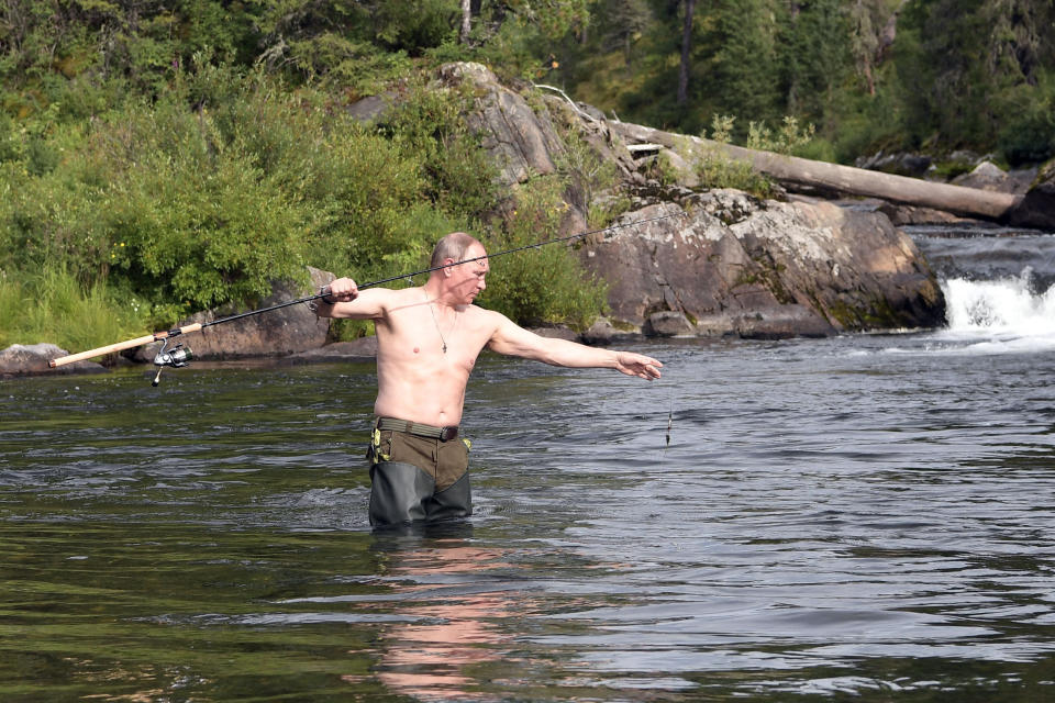 Russian President Vladimir Putin on vacation in the remote Tuva region in southern Siberia.