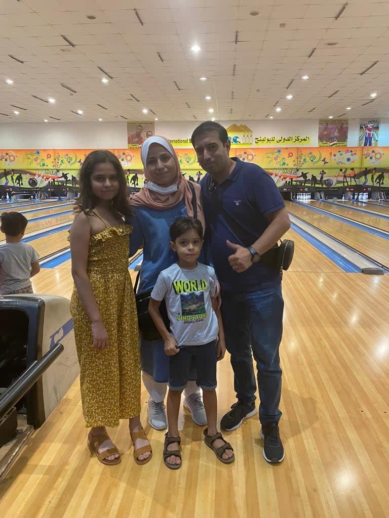 Nael Alhalis (right) with his wife Enas Alhalis and their children Layan (left) and Kareem in an undated photo.