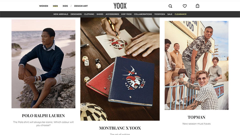Yoox's homepage