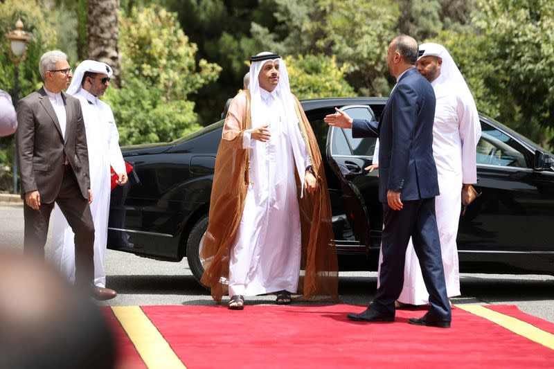 Iran's Foreign Minister Hossein Amir-Abdollahian meets with Qatari Deputy Prime Minister and Foreign Minister Sheikh Mohammed bin Abdulrahman Al Thani, in Tehran