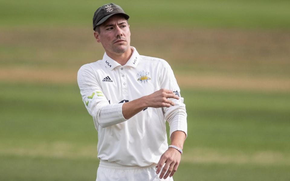 Rory Burns of Surrey looks on during the LV= Insurance County Championship match between Northamptonshire and Surrey - Getty Images