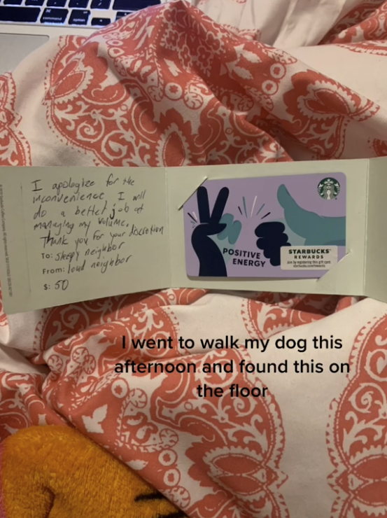 A woman was left stunned after receiving a hilarious response after complaining to her neighbour about their loud bedroom activities. Photo: TikTok/victoriahuneidi29