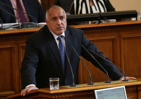 Bulgaria's new Prime Minister Boiko Borisov speaks during a session in the parliament in Sofia, Bulgaria May 4, 2017. REUTERS/Stoyan Nenov