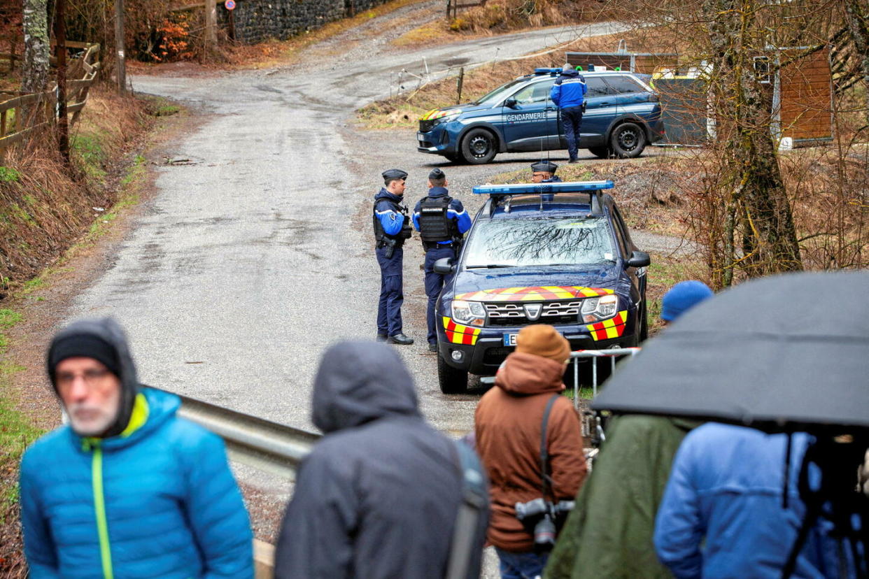 Une « mise en situation » s'est déroulée le 28 mars 2024 dans le hameau du Haut-Vernet (Alpes-de-Haute-Provence), près de 9 mois après la disparition du petit Émile.  - Credit:Durand Thibaut / ABACA