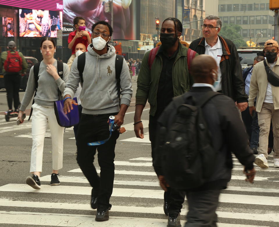 People in Times Square on Thursday