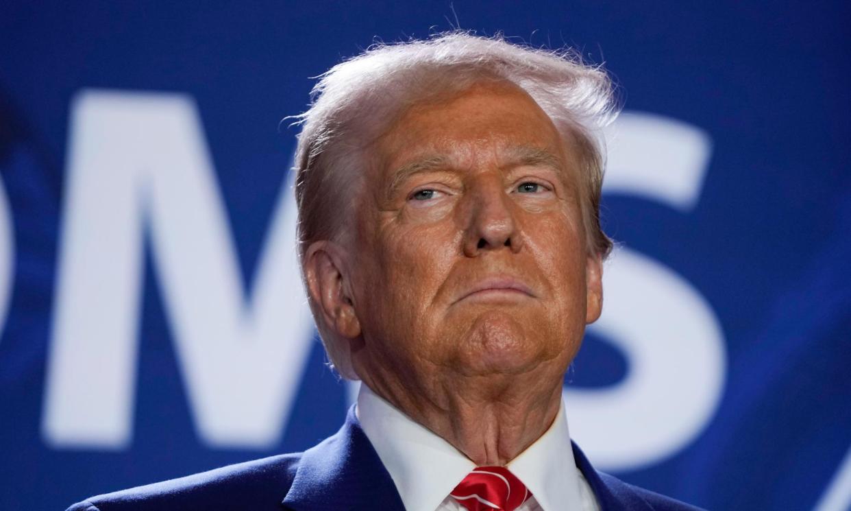 <span>Donald Trump at a Moms for Liberty event in Washington DC, on Friday.</span><span>Photograph: Mark Schiefelbein/AP</span>