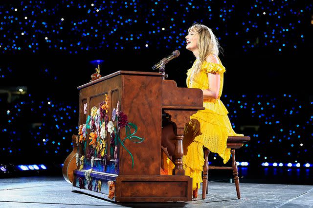 <p>Buda Mendes/TAS23/Getty </p> Taylor Swift performs in Rio de Janeiro on Nov. 17, 2023