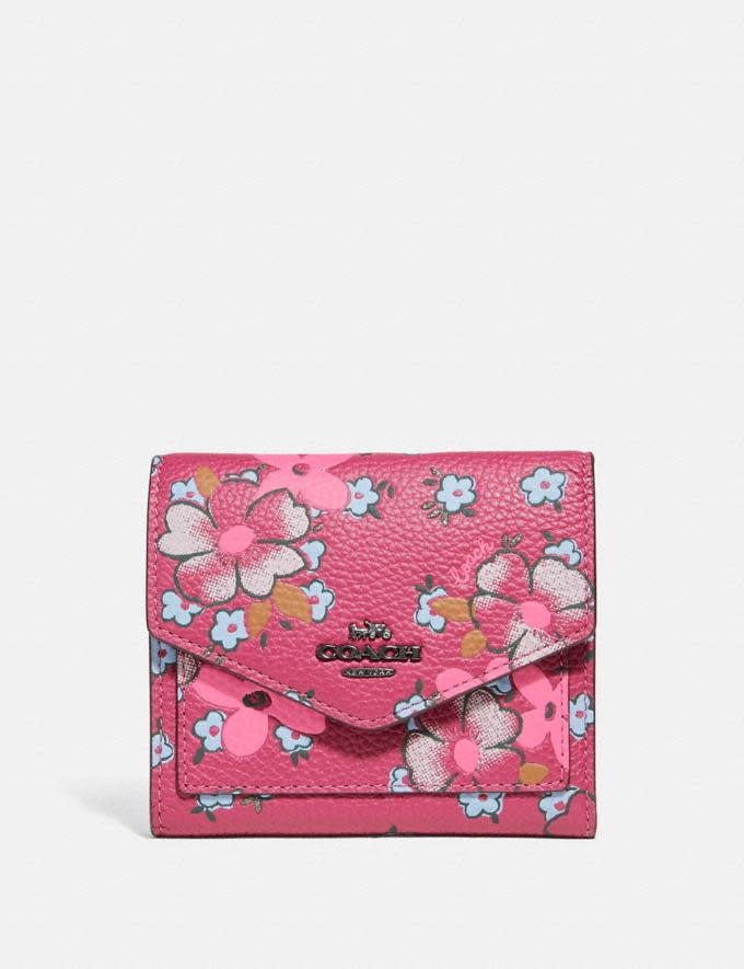 Small Wallet With Field Floral Print - Coach 