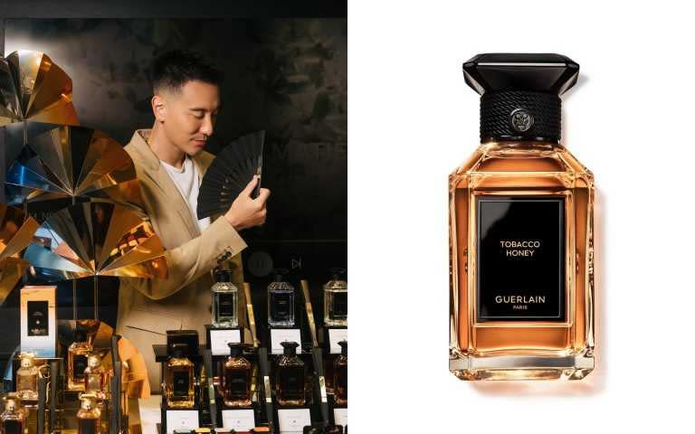 王陽明最愛的是這款GUERLAIN「TOBACCO HONEY藝術沙龍 琥珀菸草淡香精」，帶有菸草、皮革、煙燻味，又帶著蜂蜜的香氣！（圖／品牌提供）