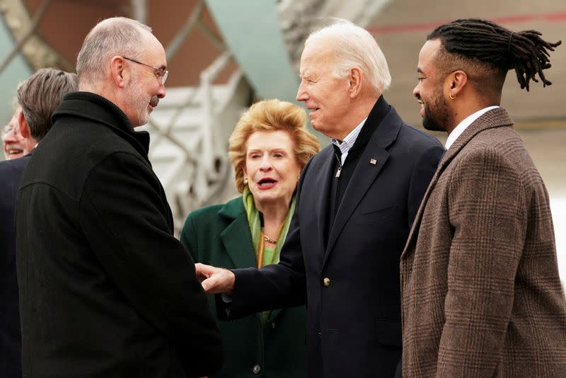 U.S. President Biden visits autoworkers in the Detroit metro area