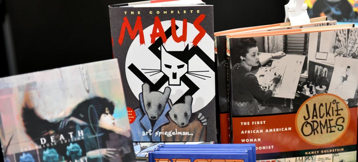<span class="caption">The success of 'Maus' made the genre more visible.</span> <span class="attribution"><a class="link " href="https://www.gettyimages.com/detail/news-photo/view-of-graphic-novels-for-sale-during-new-york-comic-con-news-photo/1045587282" rel="nofollow noopener" target="_blank" data-ylk="slk:Photo by Noam Galai/Getty Images for New York Comic Con;elm:context_link;itc:0;sec:content-canvas">Photo by Noam Galai/Getty Images for New York Comic Con</a></span>