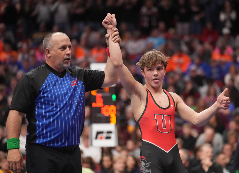 Jace Hedeman of Union of LaPorte City won the Class 2A state championship at 113 pounds Saturday.