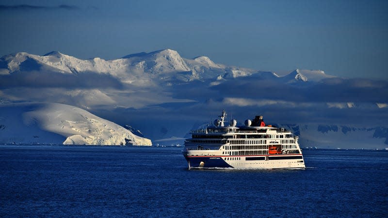 A photo of an Antarctic cruise ship. 