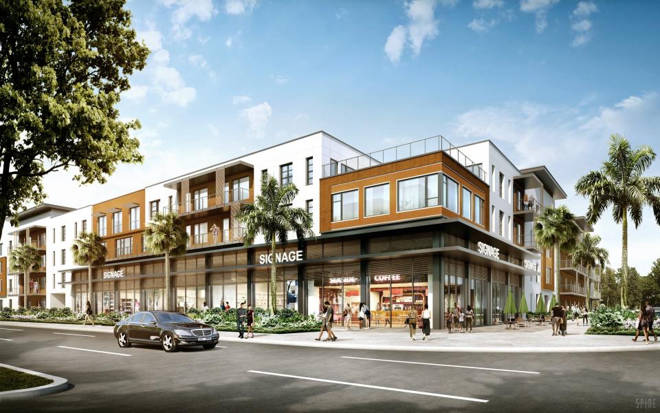 Rendering of new development expected in downtown Cape Coral to be called THE COVE at 47th.