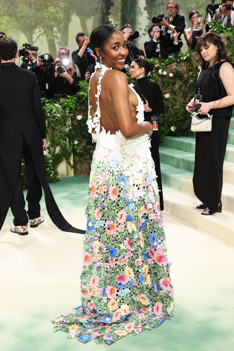 Ayo Edebiri looked stunning in Loewe. Photo: Getty