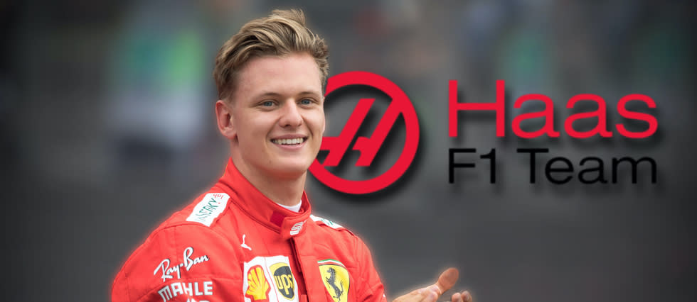 Lors d'une exhibition l'an dernier en Allemagne au volant d'une F1 de son père, Mick Schumacher avait revêtu une combinaison Ferrari, le motoriste de l'écurie HAAS qu'il rejoindra l'an prochain
