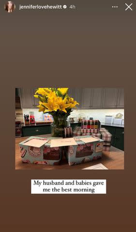 <p>Jennifer Love Hewitt/Instagram</p> Jennifer Love Hewitt gives a look at birthday gifts from her family