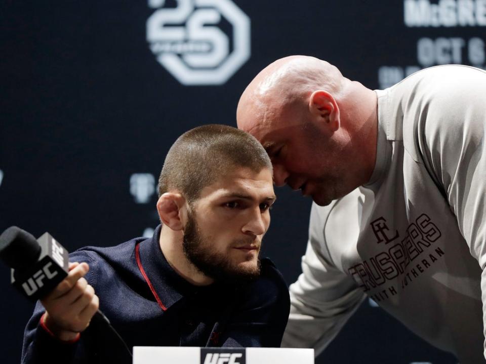 Khabib Nurmagomedov (left) with UFC president Dana White in 2018  (Getty Images)