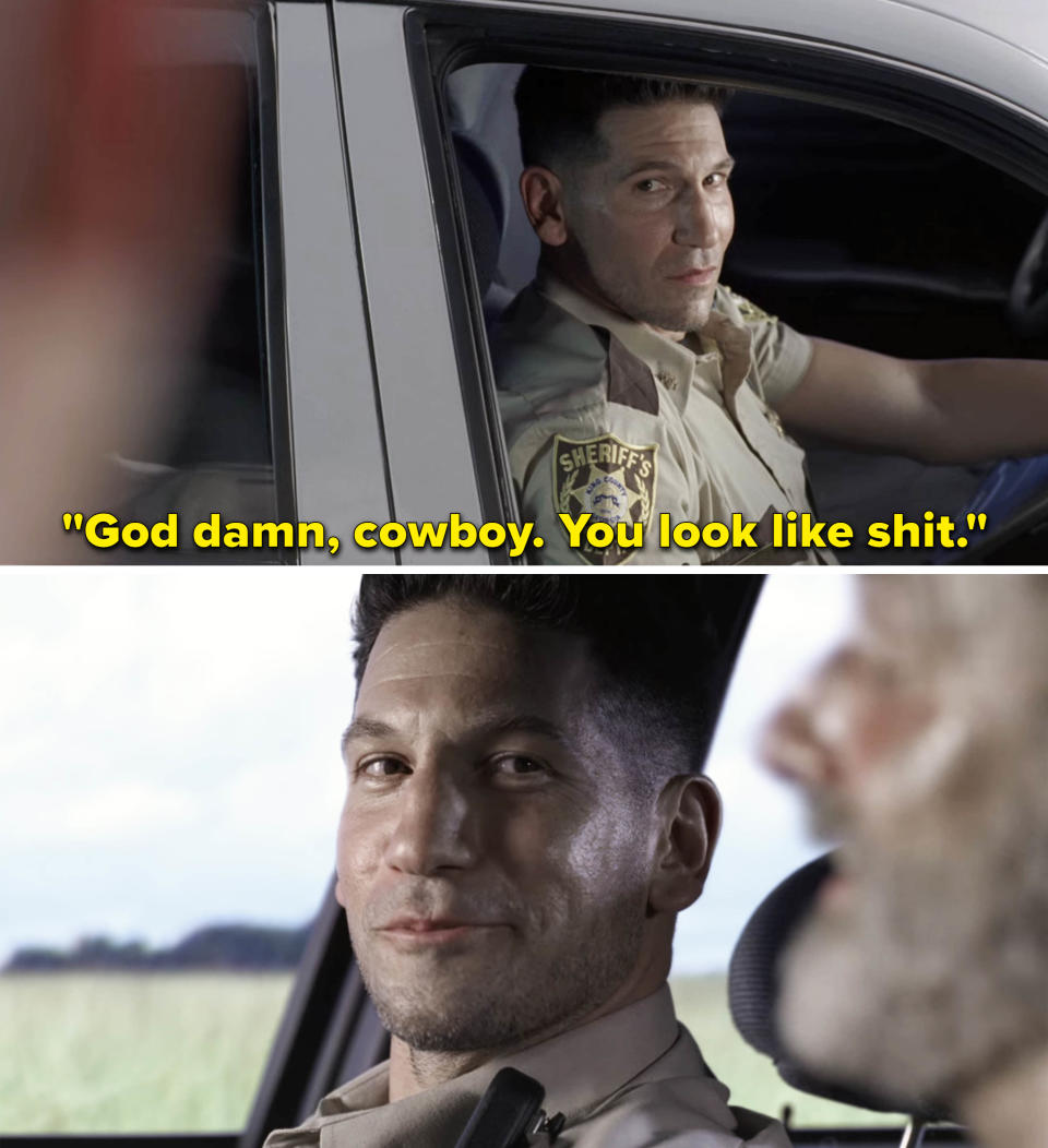 Shane saying, "Goddamn, cowboy; you look like shit"