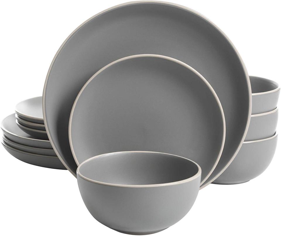 This Gibson Home rockaway 12-piece dinnerware set has a 4.4-star rating and more than 400 reviews. Find it for $32 on <a href="https://amzn.to/3cA0aIY" target="_blank" rel="noopener noreferrer">Amazon</a>.