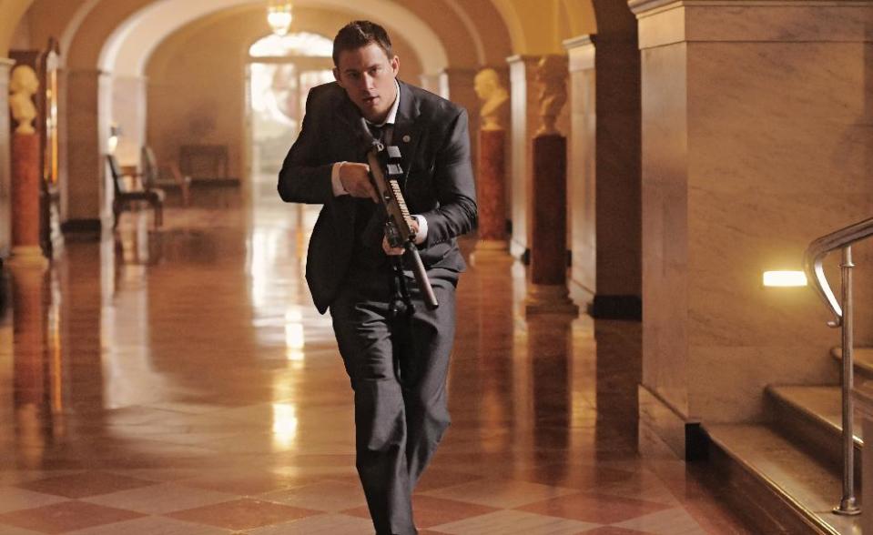 This film publicity image released by Columbia Pictures shows Channing Tatum in a scene from "White House Down." (AP Photo/Sony Columbia Pictures, Reiner Bajo)