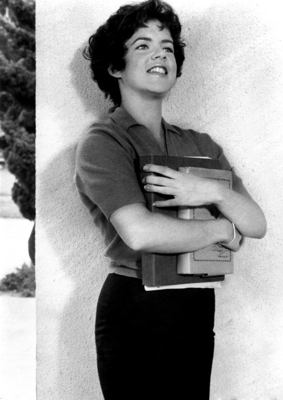 Stockard on the set of "Grease"