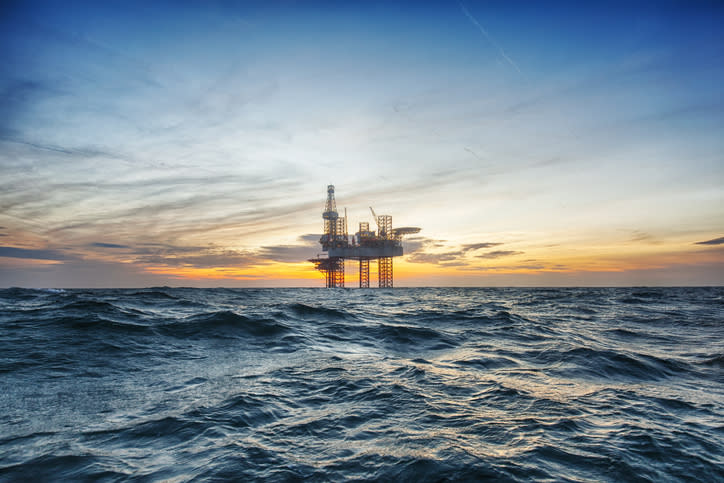 An offshore oil platform.