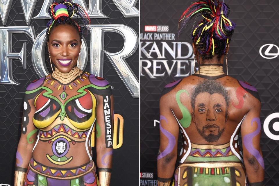 Janeshia Adams-Ginyard at the world premiere of Marvel Studios Black Panther: Wakanda Forever