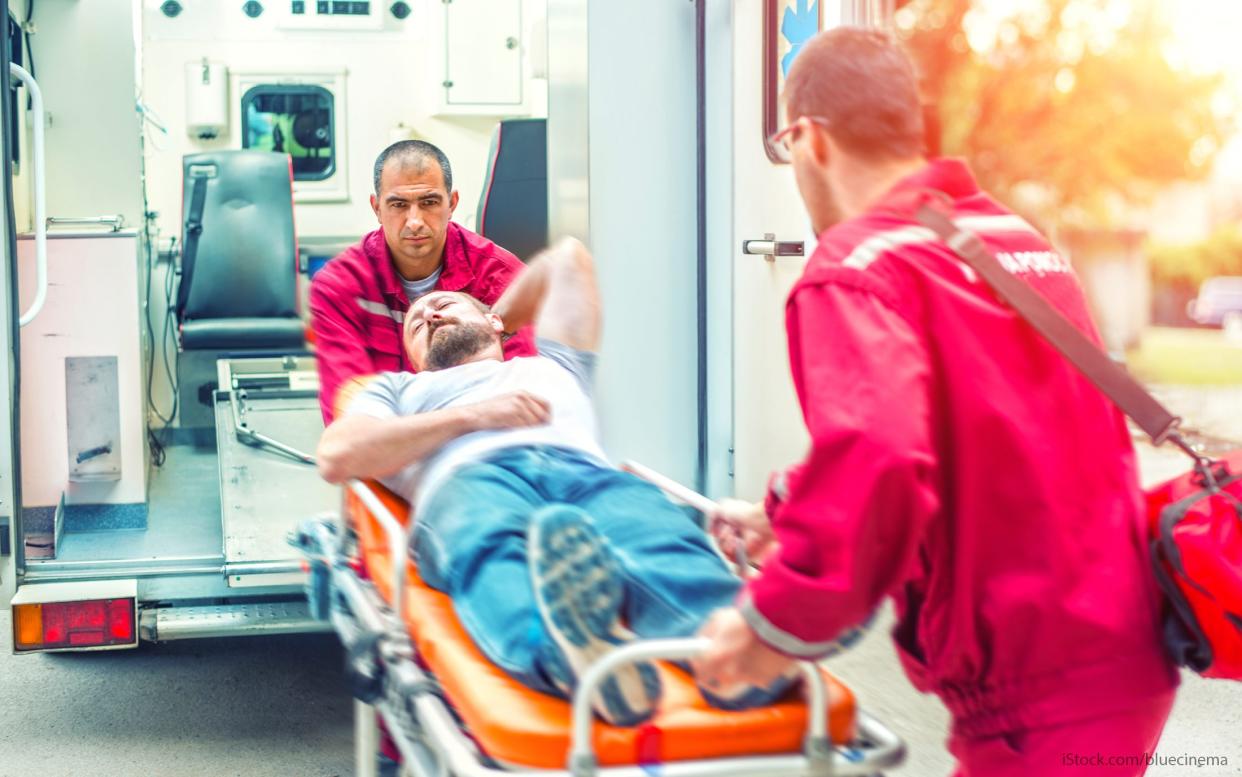 injured man on a stretcher