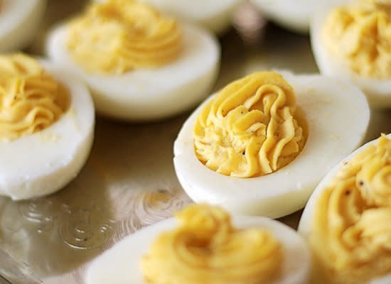 <strong>Get the <a href="http://www.foodnetwork.com/recipes/alton-brown/4-pepper-deviled-eggs-recipe/index.html" target="_hplink">Deviled Eggs recipe from CookingForSeven.com</a></strong>