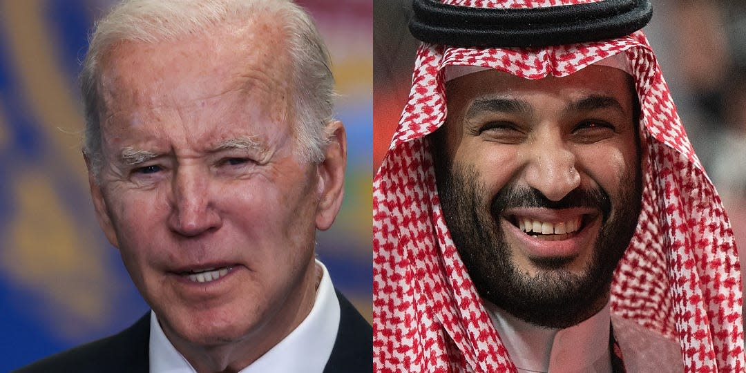 President Joe Biden (L) and Crown Prince Mohammed bin Salman (R)/