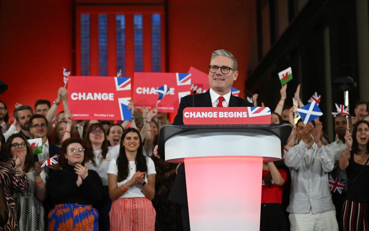 Sir Keir Starmer speaks during Labour's victory rally at the Tate Modern in London