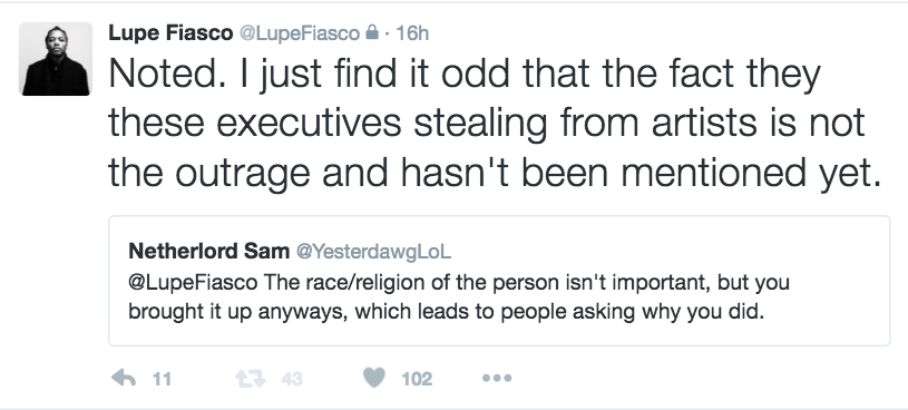 Last night, Lupe argued with fans on Twitter after using the phrase “dirty Jewish execs” in a new track.