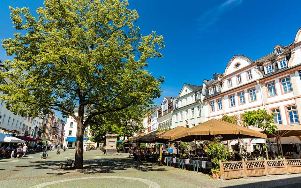 "I savour Koblenz’s re-emergence into normal life – bustling outdoor cafés where Black Forest cake is eaten without fear." - istock