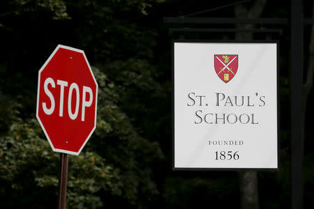 FILE PHOTO: A sign marks the entrance to St. Paul's School in Concord, New Hampshire, U.S., on August 20, 2015. REUTERS/Brian Snyder/File Photo