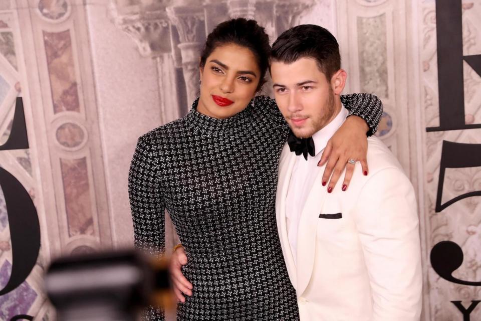 Priyanka Chopra and Nick Jonas at the Ralph Lauren fashion show in New York, NY, USA. (Getty Images)