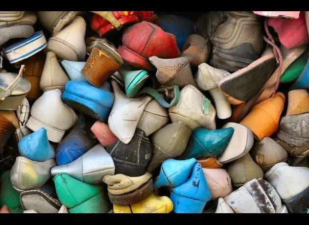 Detail from The Heidelberg Project (shoes). Heidelberg Street, Detroit